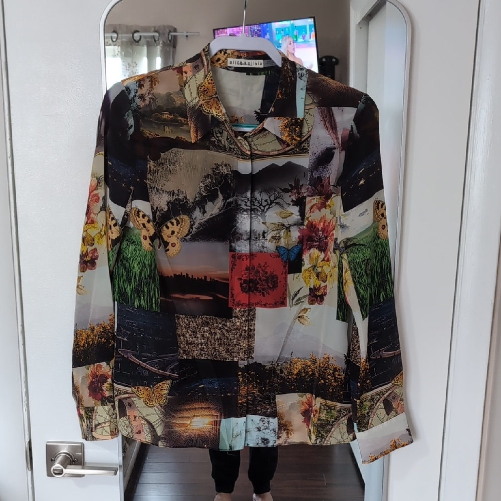Alice + Olivia Multicolor Collage Blouse